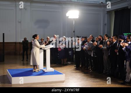 Londres, Royaume-Uni. 30 août 2024. Image © concédée sous licence à Parsons Media. 30/08/2024. Londres, Royaume-Uni. Lancement de la campagne Priti Patel. Royal Horticultural Hall. Photo par crédit : andrew parsons/Alamy Live News Banque D'Images