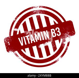 Vitamine B3, bouton grunge rouge, tampon Banque D'Images