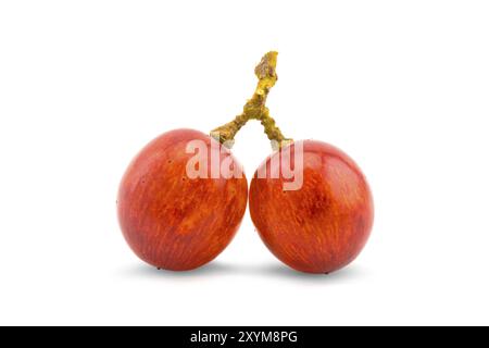 Raisins rouges sans pépins isolés sur fond blanc Banque D'Images