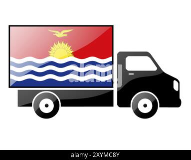 Le drapeau de Kiribati peint sur la silhouette d'un camion. illustration brillante Banque D'Images