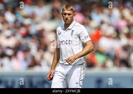 Olly Stone d'Angleterre pendant l'Angleterre v, Sri Lanka. , . (Photo de Mark Cosgrove/News images) à Londres, Royaume-Uni le 30/08/2024. (Photo de Mark Cosgrove/News images/SIPA USA) crédit : SIPA USA/Alamy Live News Banque D'Images