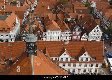 Celle, Allemagne, 19 avril 2014 : photographie des toits de celle prise du haut de l'église de la ville, Europe Banque D'Images