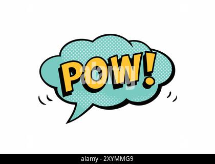 Bulle colorée jaune Pow Comic Speech Bubble. Illustration de Vecteur