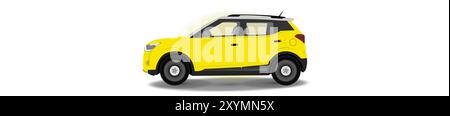 Jaune XUV SUV modèle de taxi quatre roues illustré transport graphique automobile pour les kides. Illustration PNG EPS voiture. véhicule sport blanc Illustration de Vecteur