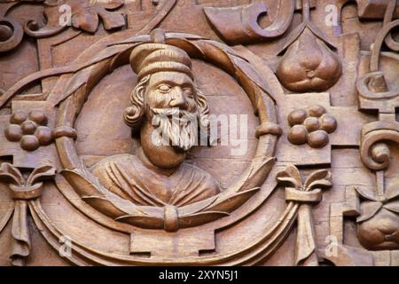 Détail de la porte de la maison du maire de la sorcière à Lemgo Banque D'Images