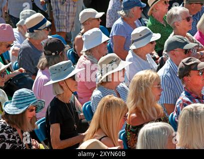 Le public d'un groupe hommage aux Beatles sur le front de mer à Rottingdean Banque D'Images