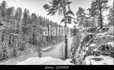 Paysage d'hiver, Gaellivare, Norrbotten, Laponie, Suède, octobre 2013, Europe Banque D'Images