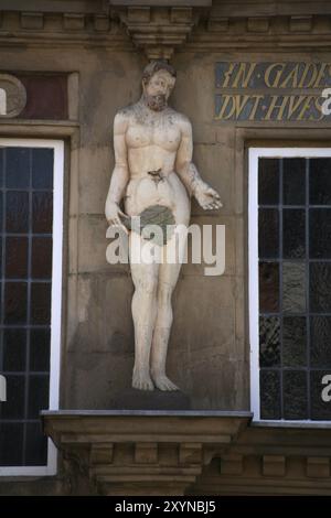 Détail de la maison du maire de la sorcière à Lemgo (district de Lippe, Rhénanie du Nord-Westphalie) Banque D'Images