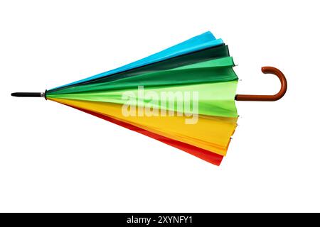 Parapluie multicolore isolé sur fond blanc Banque D'Images