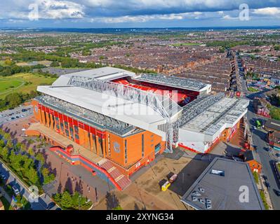 Liverpool Football Club, Anfield Stadium. Image aérienne. 28 août 2024. Banque D'Images