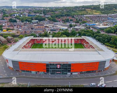 Rotherham United Football Club, Aesseal New York Stadium. Aerial image.16th août 2024. Banque D'Images