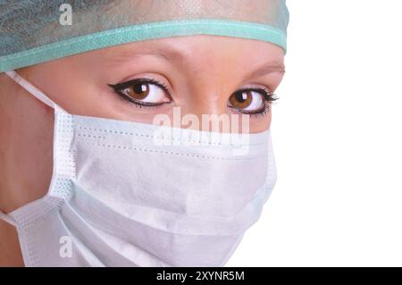 Closeup portrait of a doctor isolated in white Banque D'Images