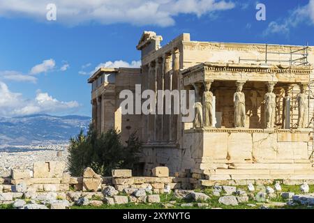 Célèbre Erechtheum ou Temple d'Athéna Polias sur le site de l'acropole Banque D'Images