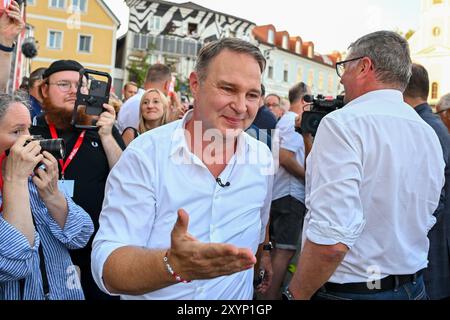 Linz, Autriche. 29 août 2024. LINZ, AUTRICHE - AOÛT 29 : Andi Babler (SP, Bundesparteivorsitzender, Spitzenkandidat SPOe) beim SPOe-Wahlkampfauftakt zur Nationalratswahl 2024 AEC main Deck AM 29 août 2024 à Linz, Autriche. - 20240829 PD25007 crédit : APA-PictureDesk/Alamy Live News Banque D'Images