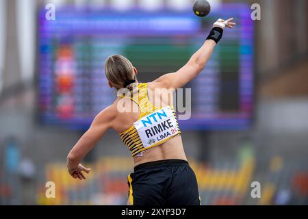 Chantal RIMKE (LC Jena), ALLEMAGNE, poids mis femmes PER, Leichtathletik, Athlétisme, Championnats du monde d'athlétisme U20 Lima 24, Leichtathletik Weltmeisterschaften, 30.08.2024, Foto : Eibner-Pressefoto/Jan Papenfuss Banque D'Images