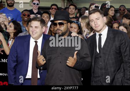 Channing Tatum, Ice Cube et Jonah Hill lors de la première du 22 Jump Street à Los Angeles au Regency Village Theatre à Los Angeles, États-Unis Banque D'Images