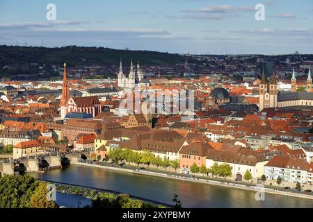 Vieille ville de Wuerzburg vue d'en haut Banque D'Images