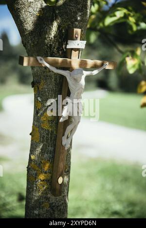 Crucifix sur un arbre, à l'extérieur, jésus christ Banque D'Images