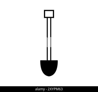 Icône de pelle illustrée sur fond blanc Banque D'Images