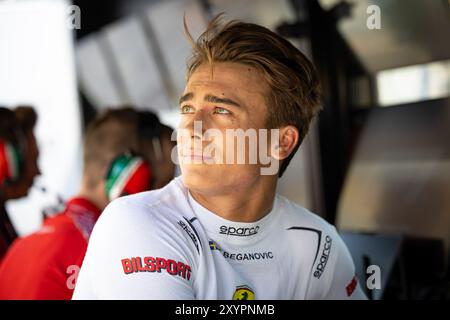 Monza, Italie. 30 août 2024. BEGANOVIC Dino (swe), Prema Racing, Dallara F3 2019, portrait lors de la 10ème manche du Championnat FIA de formule 3 2024 du 30 août au 1er septembre 2024 sur l'Autodromo Nazionale Monza, à Monza, Italie - photo Sebastian Rozendaal/Agence photo néerlandaise/DPPI crédit : DPPI Media/Alamy Live News Banque D'Images