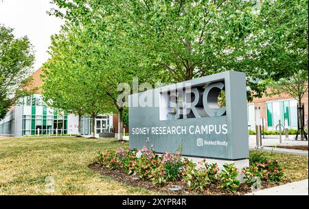 Sidney Research Campus, Biomed Realty, extérieur du bâtiment et enseigne de l'entreprise, Cambridge, Massachusetts, États-Unis Banque D'Images