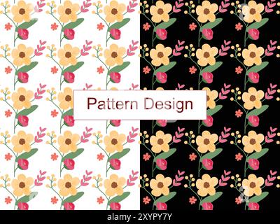 Motif floral dégradé, motif floral dessiné à la main Illustration de Vecteur