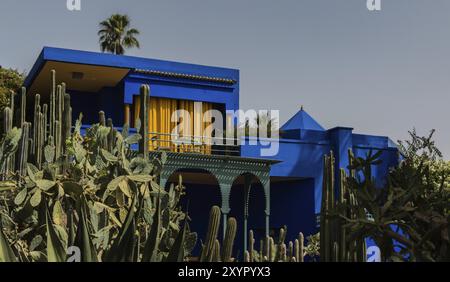 Photo du bâtiment principal du jardin Majorelle, à Marrakech Banque D'Images