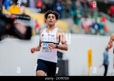 Lima, Pérou. 30 août 2024. Le belge Dai Keita photographié en action lors de la compétition de décathlon masculin, lors des Championnats du monde d'athlétisme U20, vendredi 30 août 2024, à Lima, Pérou. Les championnats du monde se déroulent du 27 au 31 août. BELGA PHOTO SONYA MALETER crédit : Belga News Agency/Alamy Live News Banque D'Images