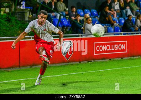 Utrecht, pays-Bas. 30 août 2024. UTRECHT, 30-08-2024, complexe sportif Zoudenbalch. Néerlandais KeukenKampioen Divisie saison de football 2024-2025. Joueur Jong FC Utrecht Rafik el Arguioui pendant le match Jong FC Utrecht - FC Emmen. Crédit : Pro Shots/Alamy Live News Banque D'Images