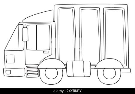 scène de dessin animé avec camion de cargaison sur fond blanc coloriage illustration isolée pour les enfants Banque D'Images