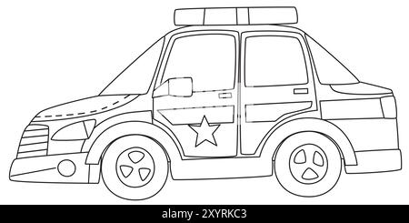 Coloriage page de voiture de police coloriage illustration isolée pour les enfants Banque D'Images