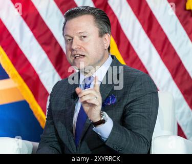 Washington, États-Unis. 30 août 2024. Jan Jekielek, rédacteur en chef, The Epoch Times, s'exprimant au Sommet national Moms for Liberty au JW Marriott Washington à Washington, DC. Crédit : SOPA images Limited/Alamy Live News Banque D'Images