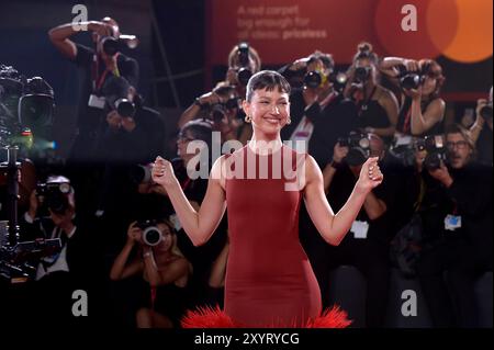 Venezia, Italie. 29 août 2024. L'actrice Ursula Corbero assiste à un tapis rouge pour le film 'El Jockey' (tuer le Jockey) lors du 81e Festival international du film de Venise le 29 août 2024 à Venise, en Italie. Photo de Rocco Spaziani/UPI crédit : UPI/Alamy Live News Banque D'Images