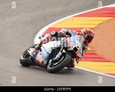 Alvcaniz, Espagne. 30 août 2024. 25 Raul Fernandez (Spa-Aprilia Racing) lors du Moto Grand Prix GoPro d'Aragon essais libres MotoGP vendredi, MotoGP d'Espagne au circuit Motorland à Alcaniz le 30 août 2024 à Alcaniz, Espagne. (Photo de Fabio Averna/Sipa USA) crédit : Sipa USA/Alamy Live News Banque D'Images