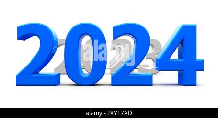 Blue 2024 Come représente la nouvelle année 2024, rendu tridimensionnel, illustration 3D. Banque D'Images