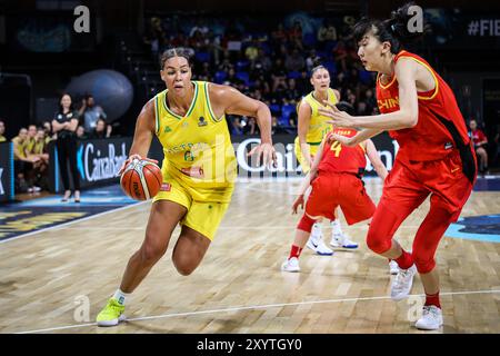 Espagne, Tenerife, 28 septembre 2018 : la joueuse australienne de basket-ball Liz Cambage en action lors de la Coupe du monde féminine FIBA 2018 en Espagne. Banque D'Images