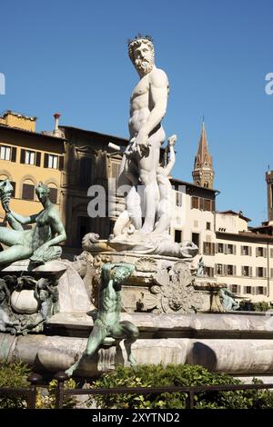 Détail de la fontaine de Neptune par Bartolomeo Ammannati se trouve sur la Piazza della Signoria, Florence depuis 1575 Banque D'Images