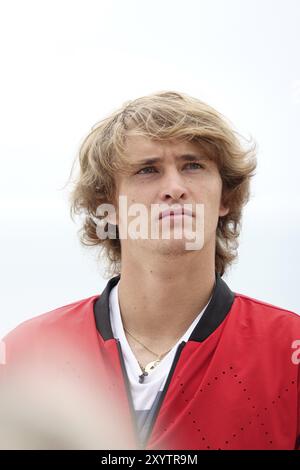 Portrait du joueur de tennis allemand Alexander Zverev dans une interview, Rolex Monte-Carlo Masters, tournoi de tennis du Masters 1000 ATP World Tour, Pr Banque D'Images