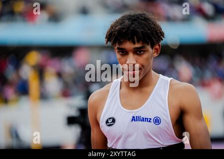 Lima, Pérou. 30 août 2024. Le belge Dai Keita photographié lors de l'épreuve de javelot de la compétition masculine de décathlon, lors des Championnats du monde d'athlétisme U20, vendredi 30 août 2024, à Lima, Pérou. Les championnats du monde se déroulent du 27 au 31 août. BELGA PHOTO SONYA MALETER crédit : Belga News Agency/Alamy Live News Banque D'Images