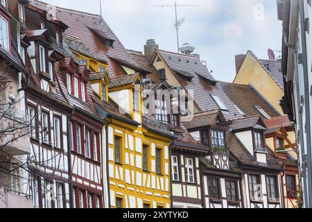 Nuremberg, Franconie maisons colorées à colombages en Allemagne Banque D'Images