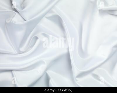 Plis de tissu soyeux blanc brillant texture d'arrière-plan Banque D'Images