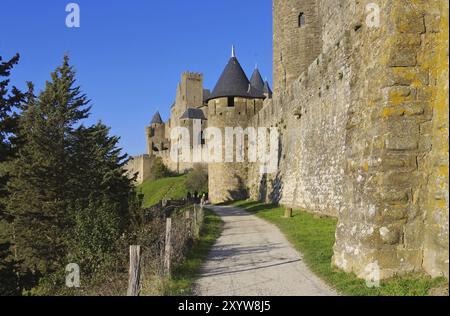 Cité von Carcassonne, Château de Carcassonne dans le sud de la France Banque D'Images