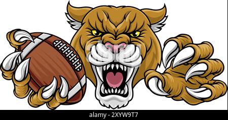 Mascotte de football Cougar Panther Mountain Lion Puma Illustration de Vecteur