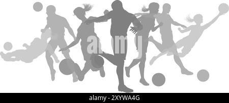 Soccer Football joueurs silhouettes Illustration de Vecteur