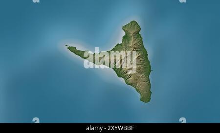 Île d'Anjouan dans le canal de Mozambique sur une carte d'altitude en couleur Banque D'Images