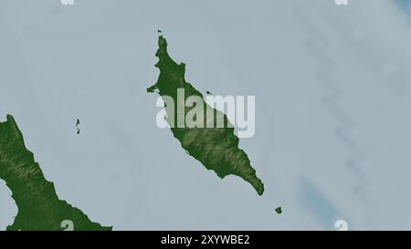 Ile Balabio dans la mer de Corail sur une carte d'altitude colorée Banque D'Images