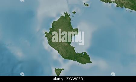 Isla de Coiba dans l'océan Pacifique Nord sur une carte d'altitude colorée Banque D'Images