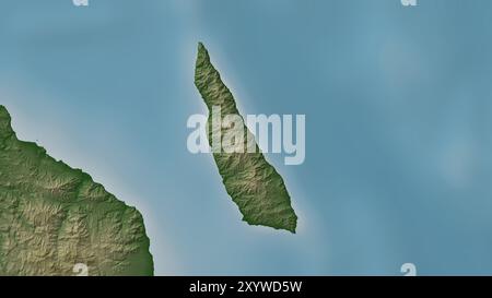 Île Jacques Cousteau dans le golfe de Californie sur une carte d'altitude colorée Banque D'Images