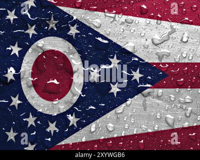 Drapeau de l'Ohio avec des gouttes de pluie Banque D'Images