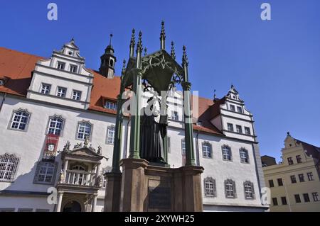 Hôtel de ville de Wittenberg, ancien hôtel de ville de Wittenberg et mémorial Luther Banque D'Images